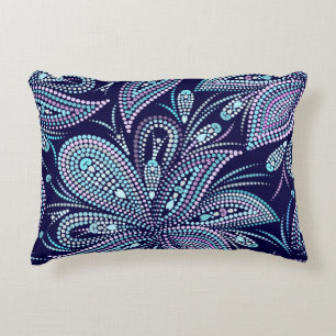 Dotted blue pattern with paisley and beads. Orname Accent Pillow