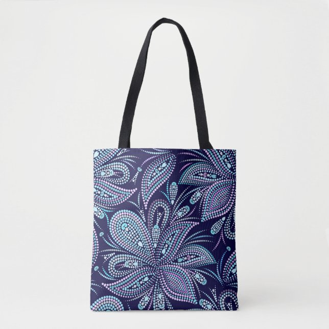 Dotted blue pattern with paisley and beads. Orname Tote Bag (Front)