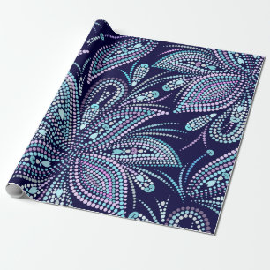 Dotted blue pattern with paisley and beads. Orname Wrapping Paper