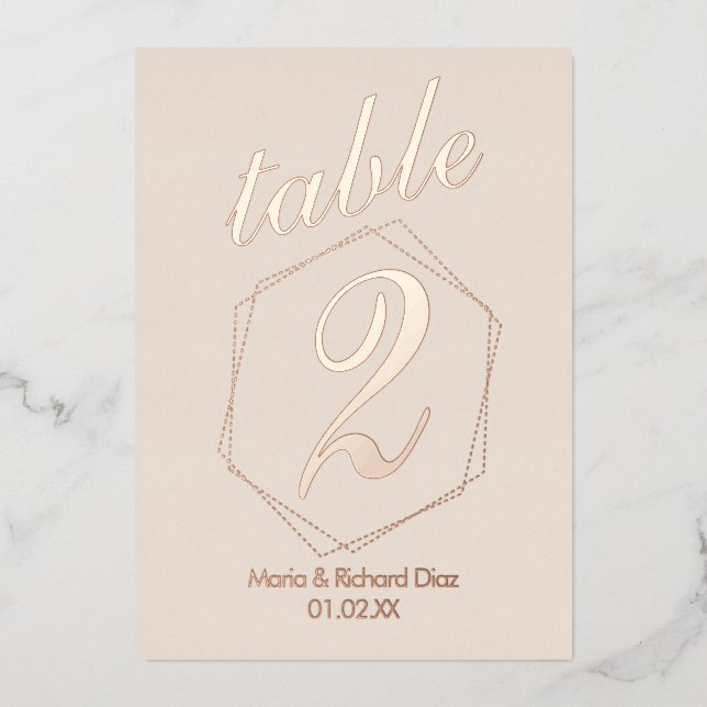 Dotted Border Pressed  Foil Table Number (Front)