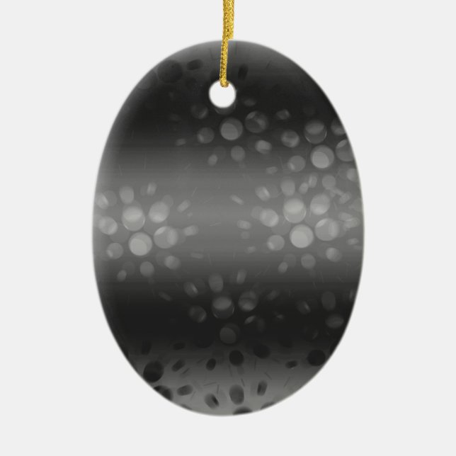 Dotted Bursts Pattern - Black, Grey, White Ceramic Ornament (Front)