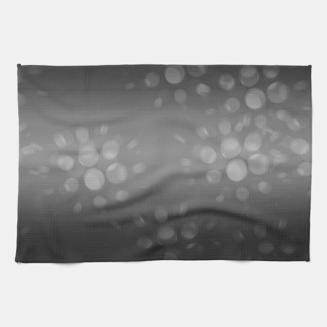 Dotted Bursts Pattern - Black, Grey, White Kitchen Towel (Horizontal)