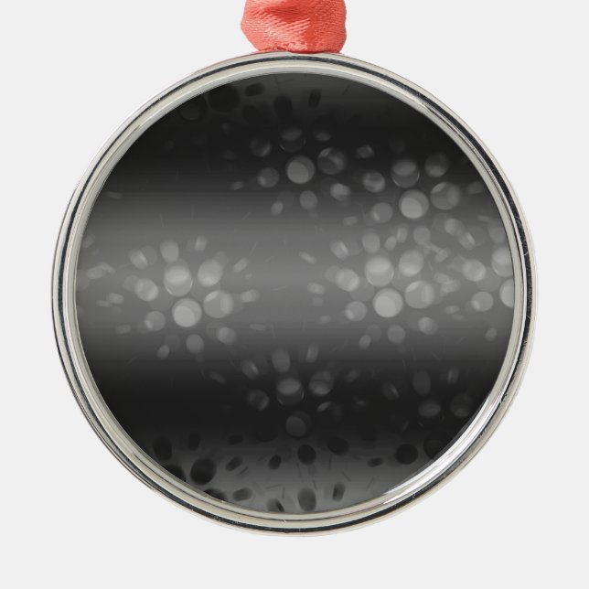 Dotted Bursts Pattern - Black, Grey, White Metal Ornament (Front)