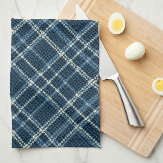 Dotted checkered pattern. Gray-blue. Kitchen Towel