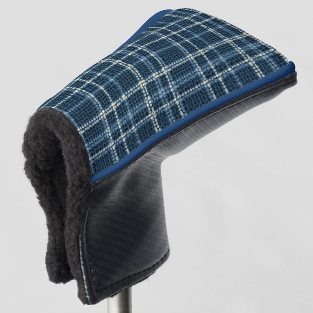 Dotted chequered pattern. Grey-blue. Golf Head Cover (3/4 Front)