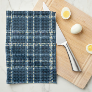 Dotted chequered pattern. Grey-blue. Kitchen Towel