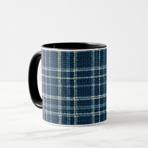 Dotted chequered pattern. Grey-blue. Mug