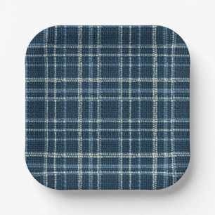 Dotted chequered pattern. Grey-blue. Paper Plate