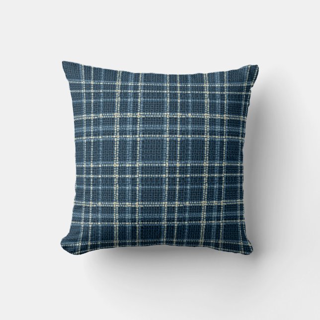 Dotted chequered pattern. Grey-blue. Throw Pillow (Front)