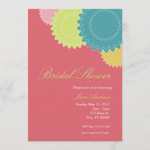 Dotted Flowers - Pink, Green, Coral, Teal, Blue Invitation
