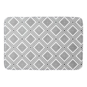 Dotted Grid: Repetitive Black and White Square Bath Mat