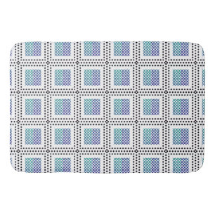 Dotted Grid: Repetitive Blue green Black Bath Mat