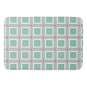 Dotted Grid: Repetitive Green and White Square Bath Mat