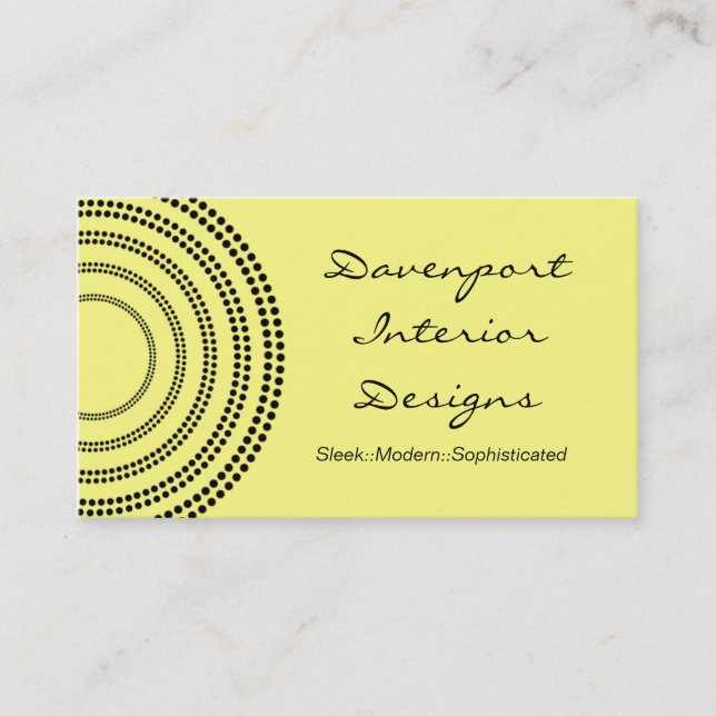 Dotted Half Moons Business Card, Canary Yellow Business Card (Front)