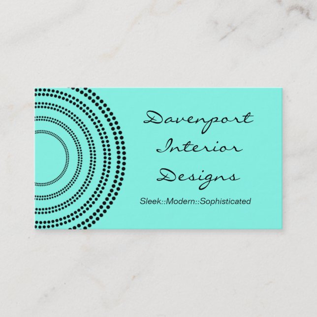 Dotted Half Moons Business Card, Turquoise Card (Front)