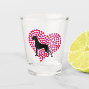 Dotted Heart Great Dane Shot Glass