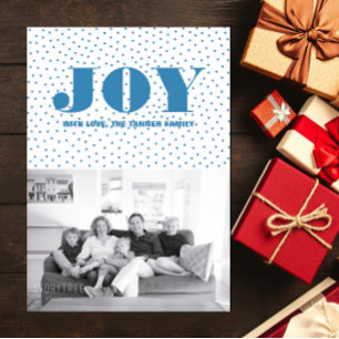 Dotted Joy Holiday Photo Card Blue