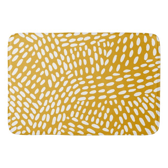 Dotted lines burnt yellow pattern bath mat (Front)