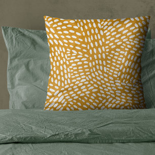 Dotted lines burnt yellow pattern throw pillow