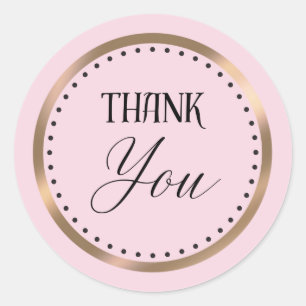 Dotted Love: Pink and Gold Thank You Classic Round Sticker