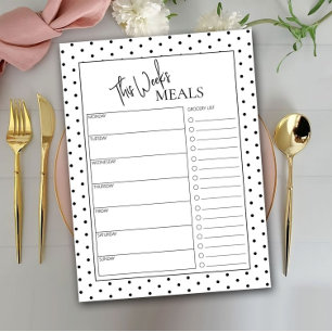 Dotted Minimal Script Text Weekly Meal Planner