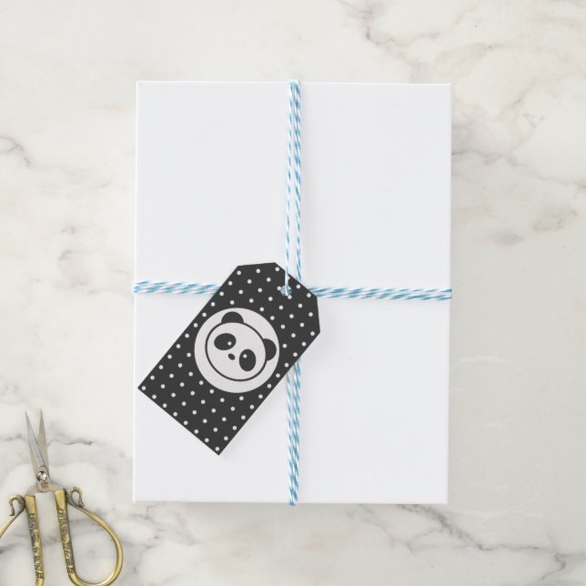 Dotted panda Gift Tags (With Twine)