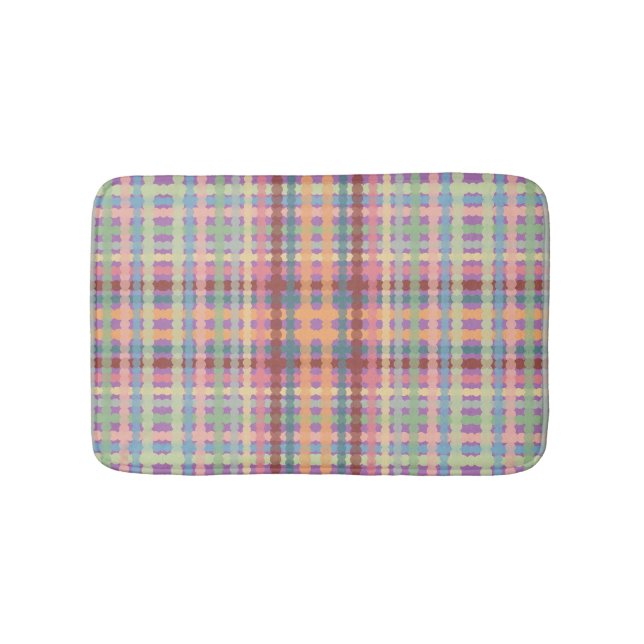 Dotted Pastel Plaid Pattern  Bath Mat (Front)