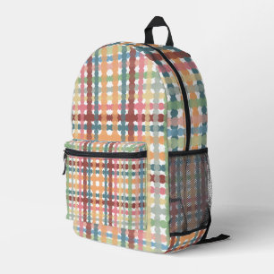 Dotted Pastel Plaid Pattern Printed Backpack