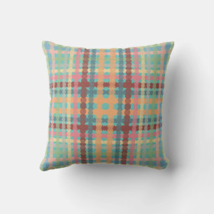 Dotted Pastel Plaid Pattern  Throw Pillow