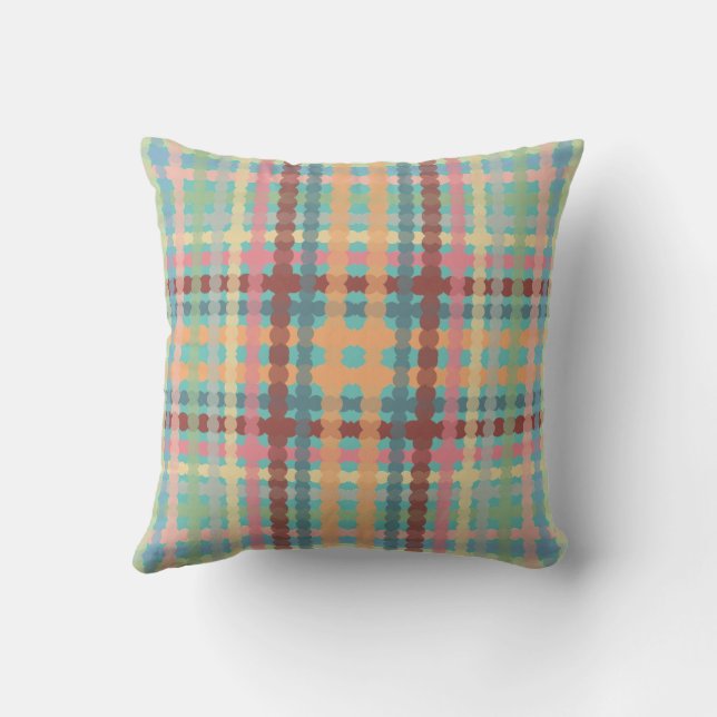 Dotted Pastel Plaid Pattern  Throw Pillow (Back)