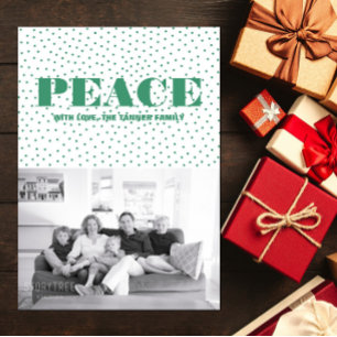 Dotted Peace Holiday Photo Card Green