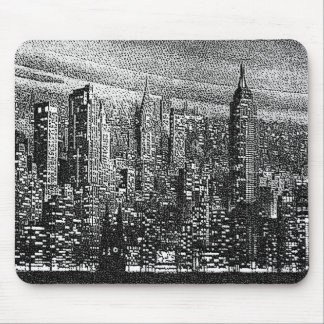 Dotted Pop Art Retro New York City Black White Mouse Pad