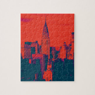 Dotted Red Retro Style Pop Art New York City Jigsaw Puzzle