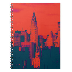 Dotted Red Retro Style Pop Art New York City Notebook