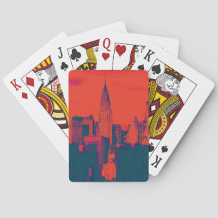 Dotted Red Retro Style Pop Art New York City Playing Cards
