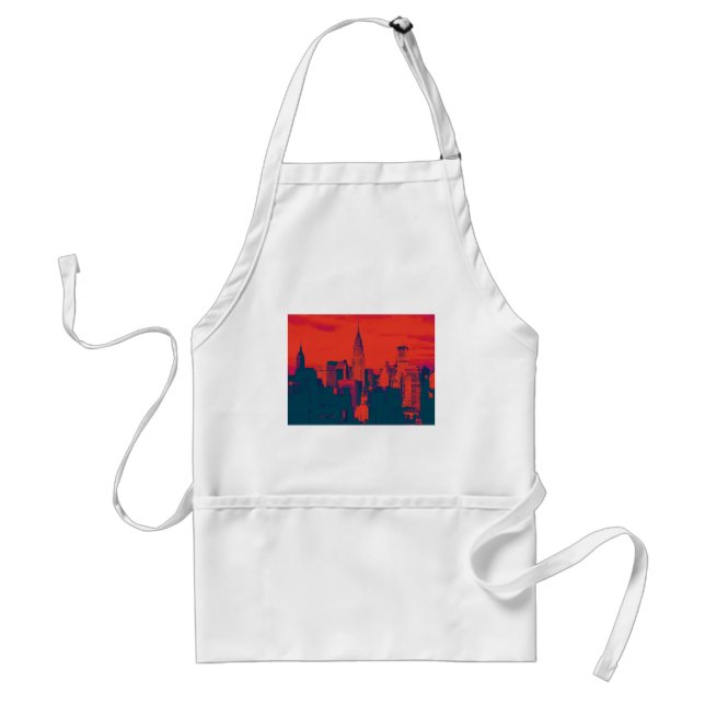 Dotted Red Retro Style Pop Art New York City Standard Apron (Front)
