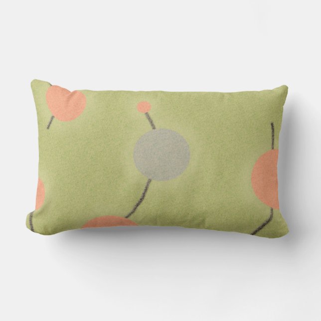 Dotted Retro Universe Green Lumbar Pillow (Front)