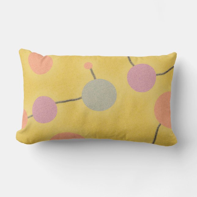 Dotted Retro Universe Yellow Lumbar Pillow (Front)