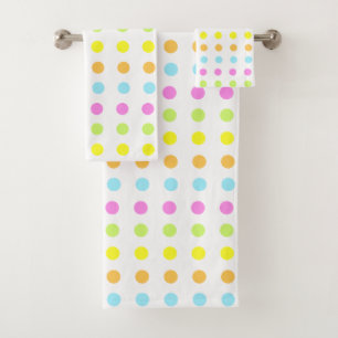 Dotted Stripes in Pastel Colours Bath Towel Set