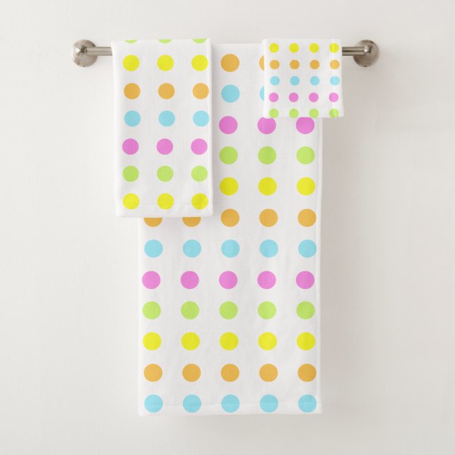 Dotted Stripes in Pastel Colours Bath Towel Set (Insitu)