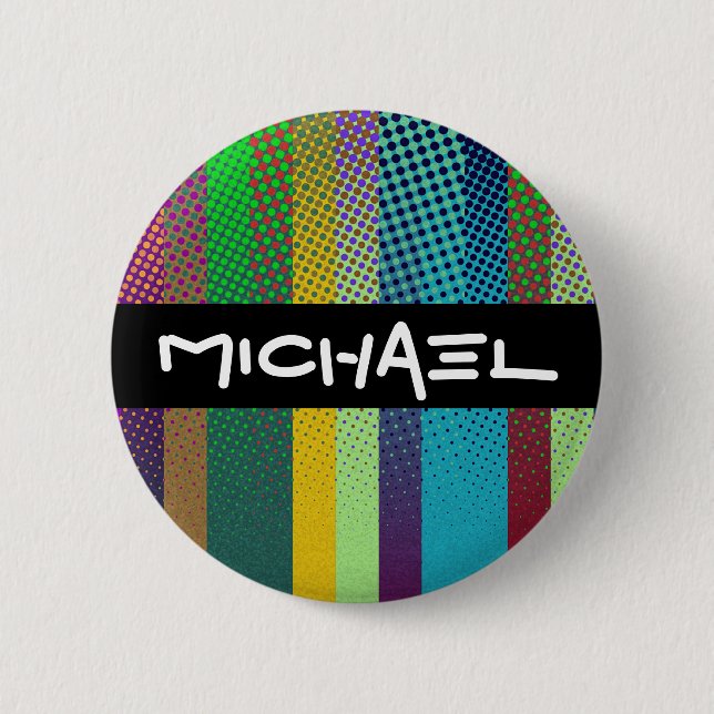 Dotted Stripes Pattern coloured + your ideas 2 Inch Round Button (Front)