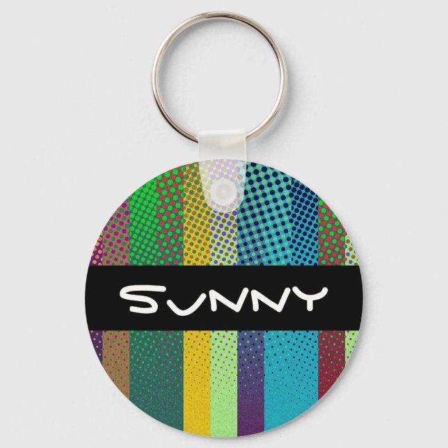 Dotted Stripes Pattern coloured + your ideas Keychain (Front)