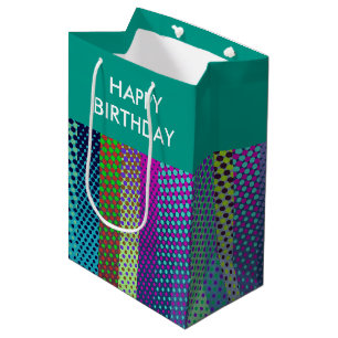 Dotted Stripes Pattern coloured + your ideas Medium Gift Bag