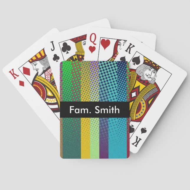 Dotted Stripes Pattern coloured + your ideas Playing Cards (Back)
