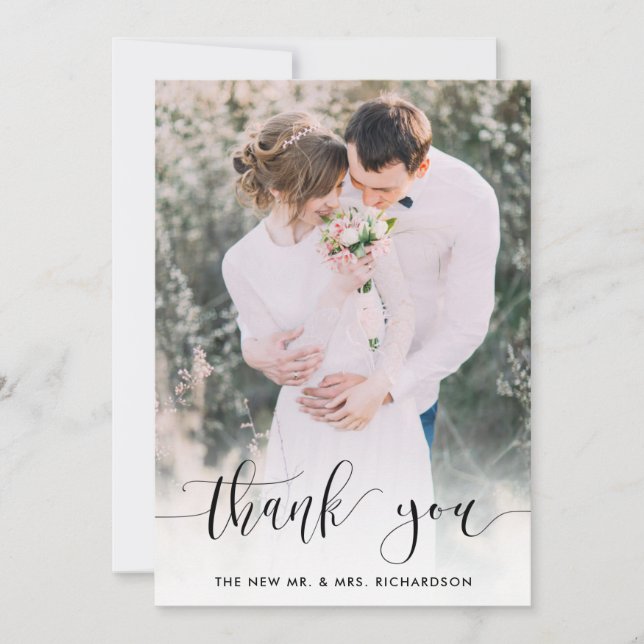 Dotted Thanks | Wedding Photo Thank You Card (Front)