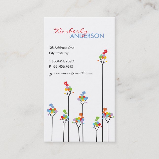 Dotted Trees & Cute Birds Fun Custom Profile Card (Front)