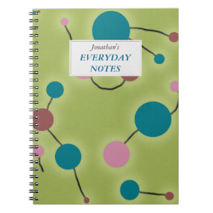 Dotted Universe Green with Text Label Notebook
