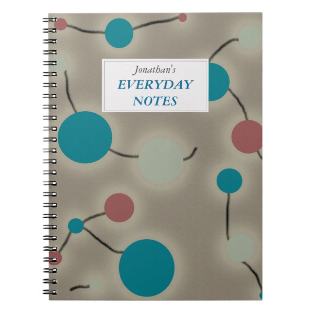 Dotted Universe Grey with Text Label Notebook (Front)