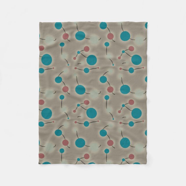Dotted Universe Retro Grey Fleece Blanket (Front)