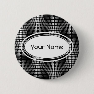Dotted Waves Wallpaper black & white 2 Inch Round Button